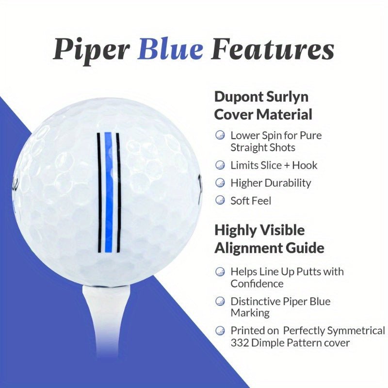 Piper Blue Premium 3 - Layer Golf Ball 12 Pack (Style: Blue Color: White) - Supercart88 - Golf BallPiper Blue Premium 3 - Layer Golf Ball 12 Pack (Style: Blue Color: White)