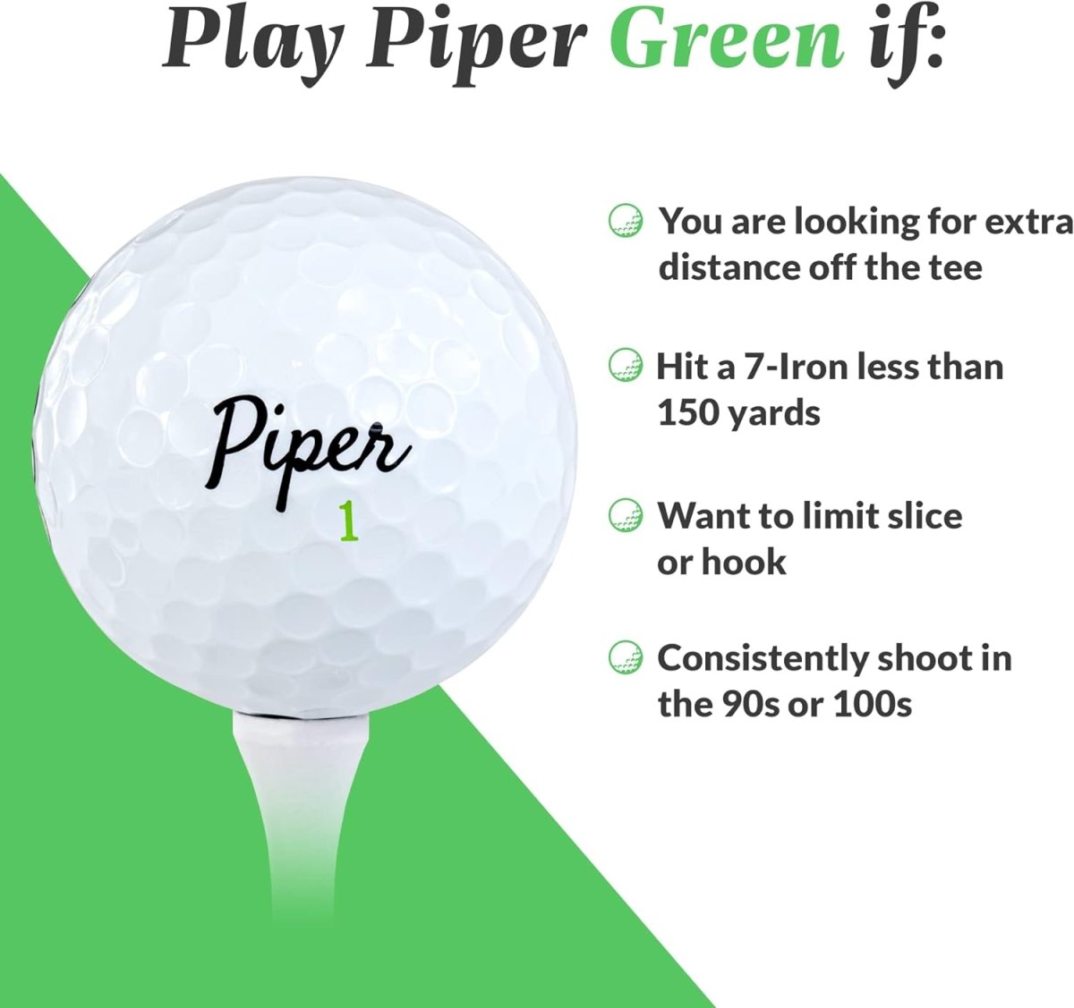 Piper Golf Distance Golf Balls - 12 Pack (Style: Green Color: White) - Supercart88 - Golf BallPiper Golf Distance Golf Balls - 12 Pack (Style: Green Color: White)
