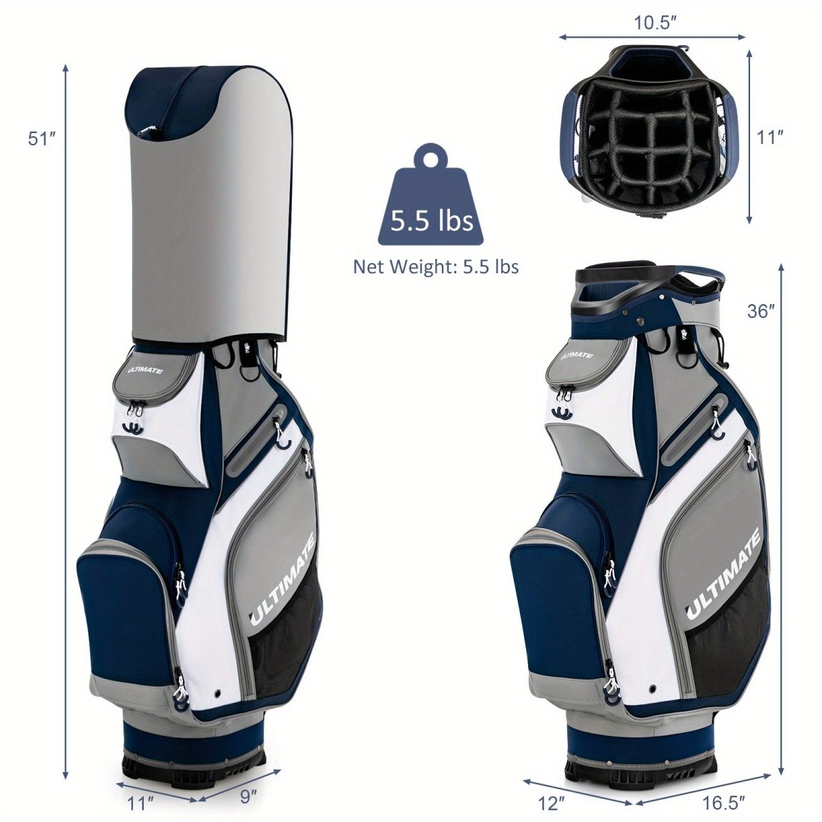 Pro Caddy 14 - Way Golf Cart Bag with Rain Hood - Supercart88 - Golf BagPro Caddy 14 - Way Golf Cart Bag with Rain Hood