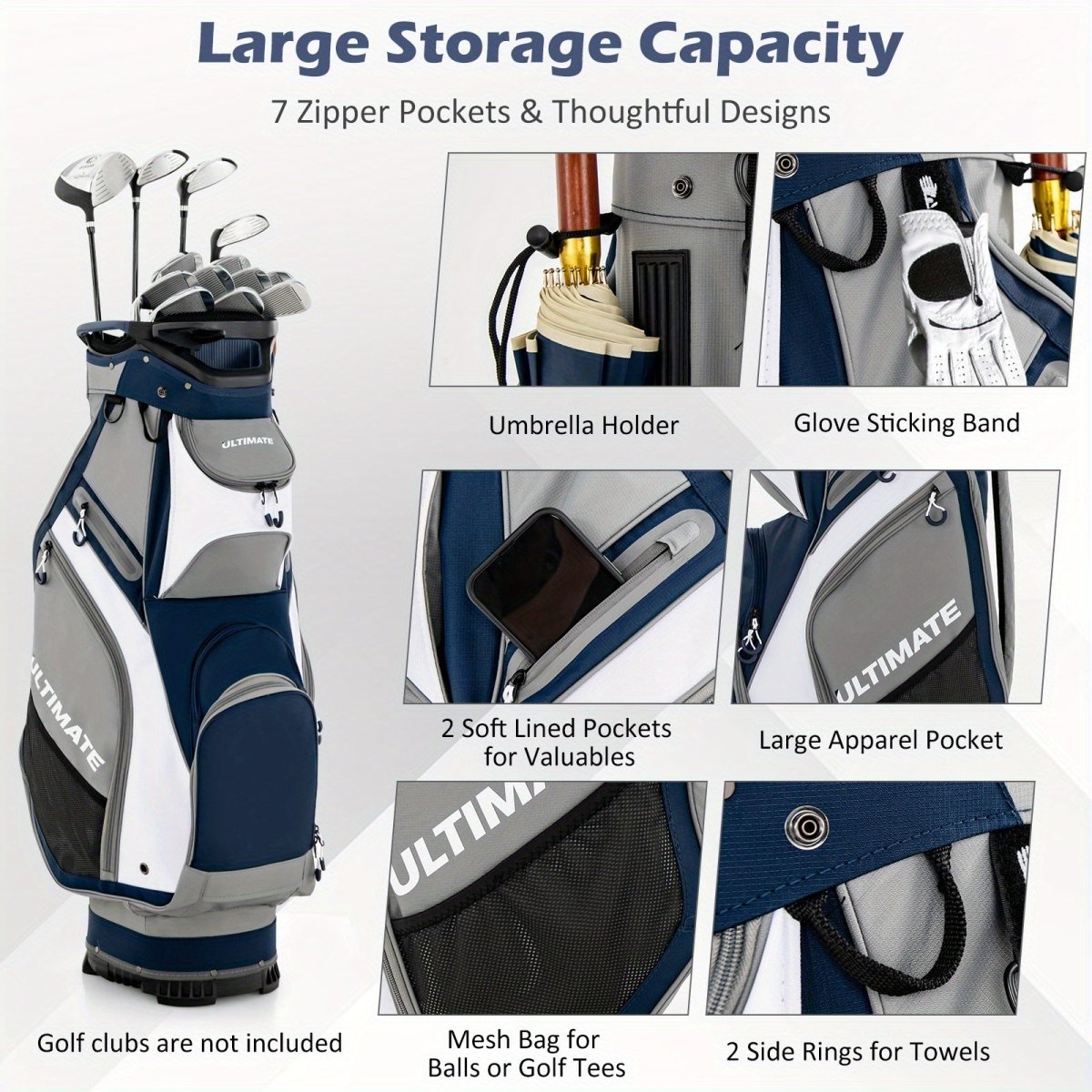 Pro Caddy 14 - Way Golf Cart Bag with Rain Hood - Supercart88 - Golf BagPro Caddy 14 - Way Golf Cart Bag with Rain Hood