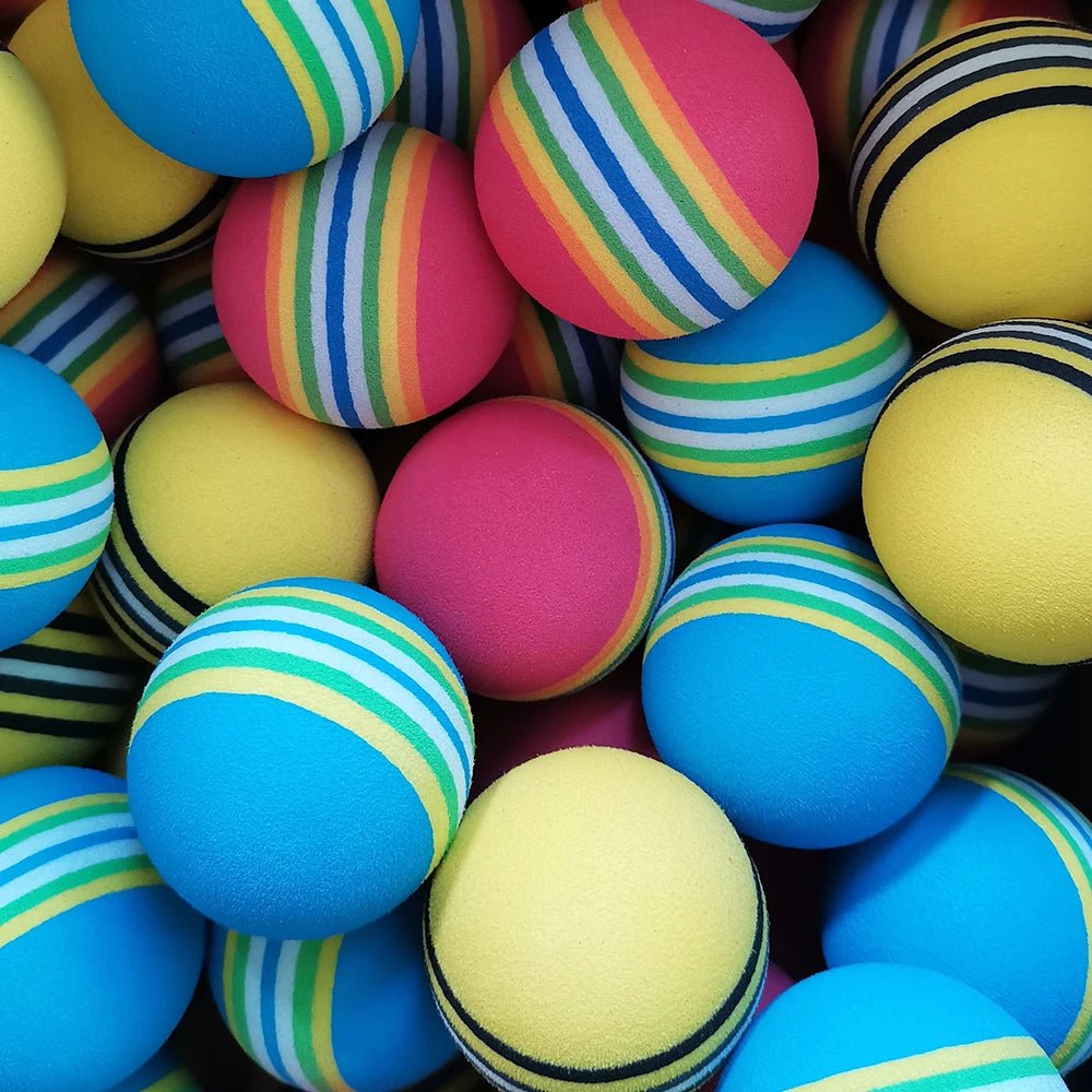 Rainbow Swing: Colorful EVA Foam Golf Balls - Supercart88 - Practice BallsElectric RippleElectric Ripple 50 colorful EVA foam golf balls