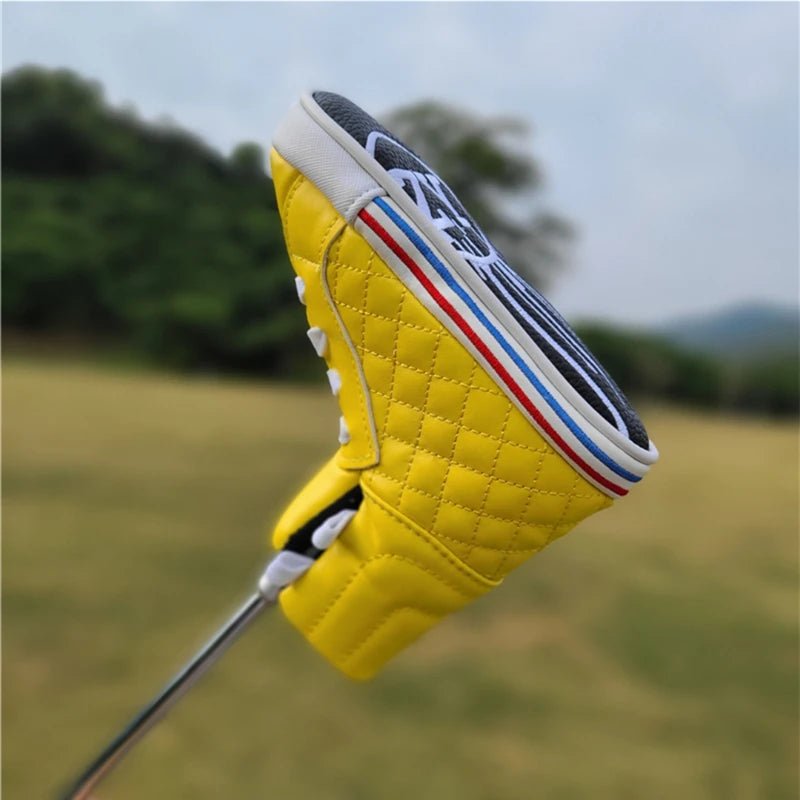 Retro Kicks Golf Blade Putter Cover: Vintage Vibes for Your Club - Supercart88 - HeadcoverSunset Gold: Bright and bold reminiscent of the golden hues of a retro summer sunset.Retro Kicks Golf Blade Putter Cover: Vintage Vibes for Your Club