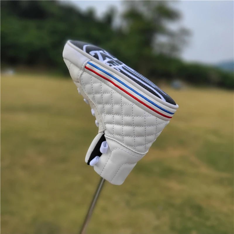 Retro Kicks Golf Blade Putter Cover: Vintage Vibes for Your Club - Supercart88 - HeadcoverPure White: Clean and crisp echoing the classic tennis shoes of yesteryears.Retro Kicks Golf Blade Putter Cover: Vintage Vibes for Your Club