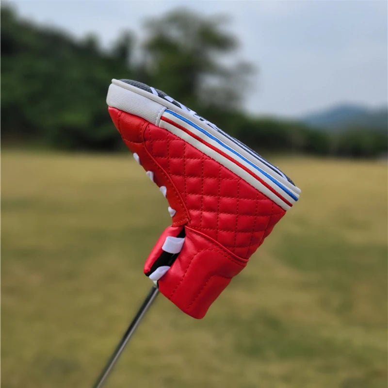 Retro Kicks Golf Blade Putter Cover: Vintage Vibes for Your Club - Supercart88 - HeadcoverVivid Red: Reminiscent of the flashy trainers that turned heads in the disco era.Retro Kicks Golf Blade Putter Cover: Vintage Vibes for Your Club