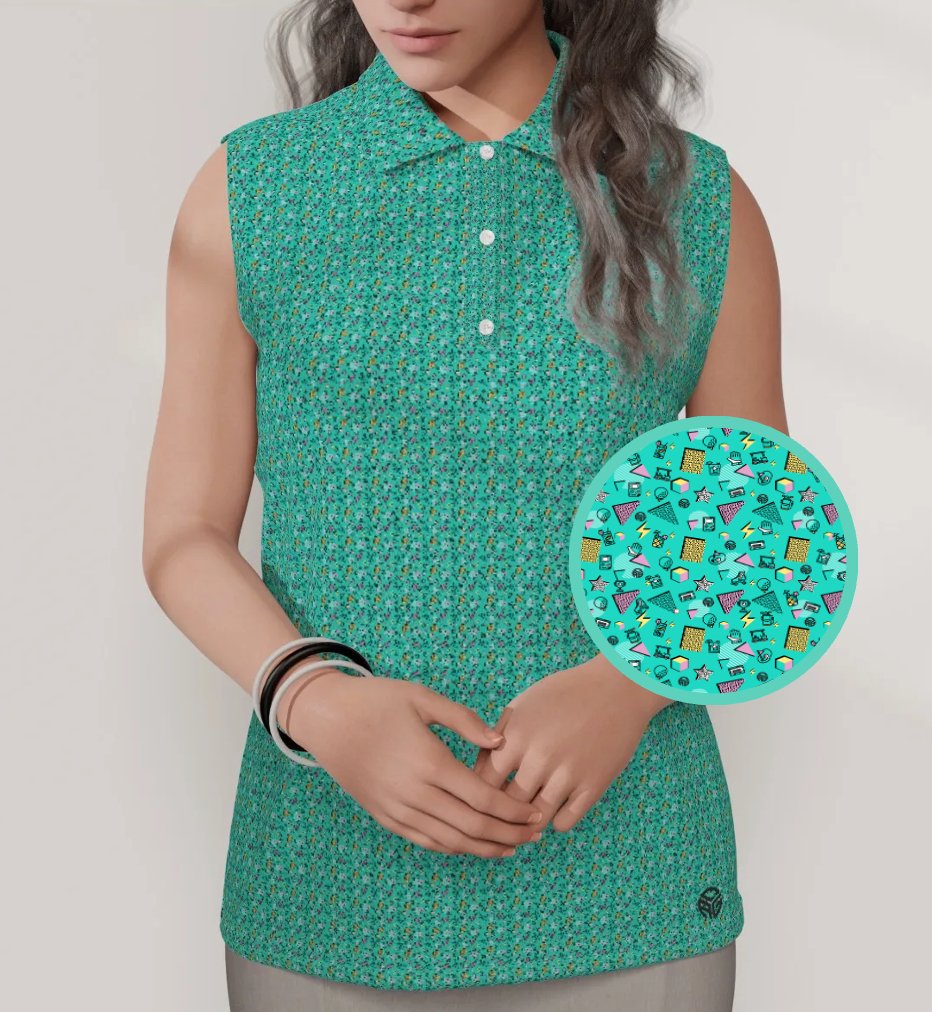Retro Tee Time Sleeveless Polo Shirt - Supercart88 - womens sleeveless poloXSRetro Tee Time Sleeveless Polo Shirt