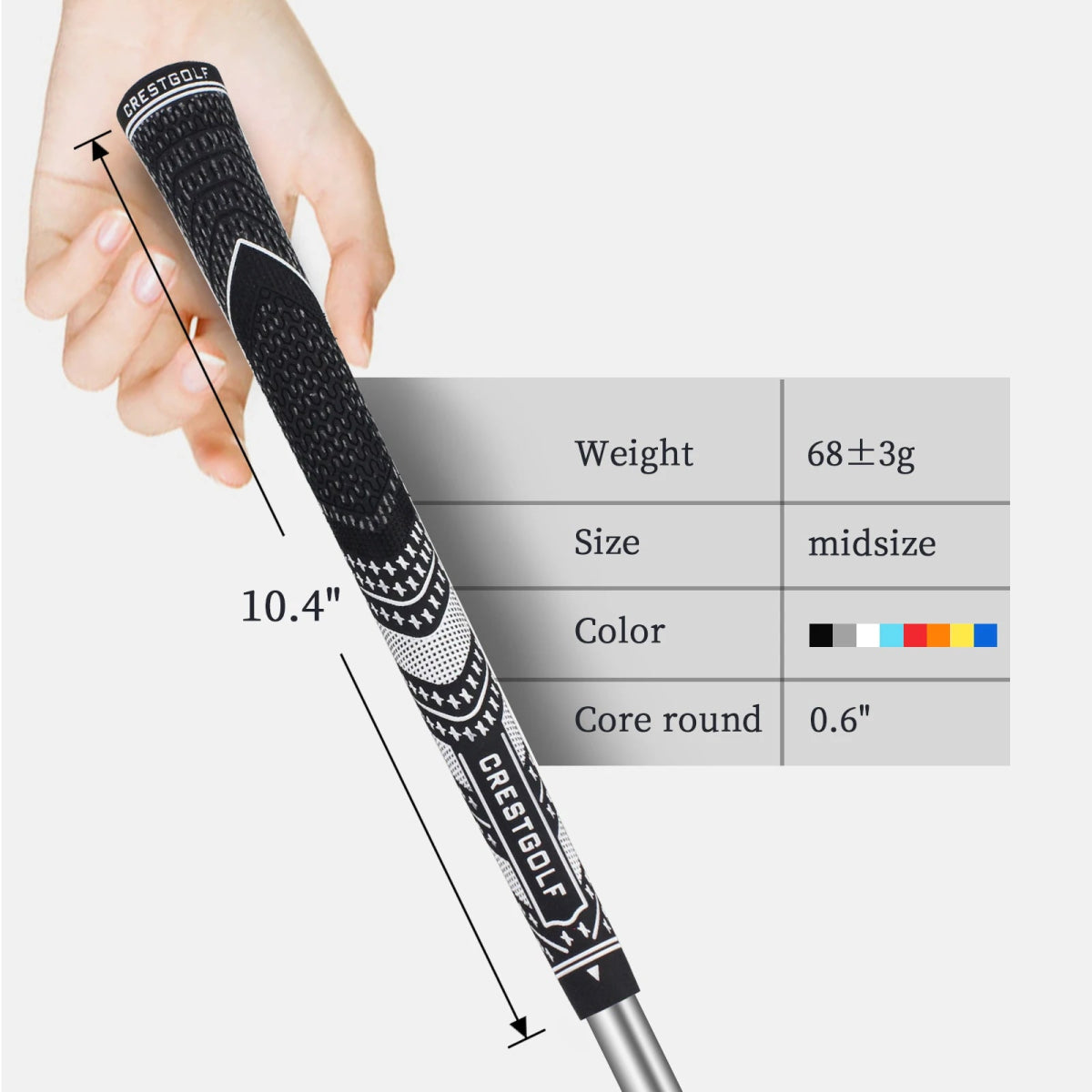SwingSteady Midsize Golf Grips (10 Grips) - Color Splash Collection - Supercart88 - GripGraySwingSteady Midsize Golf Grips (10 Grips) - Color Splash Collection