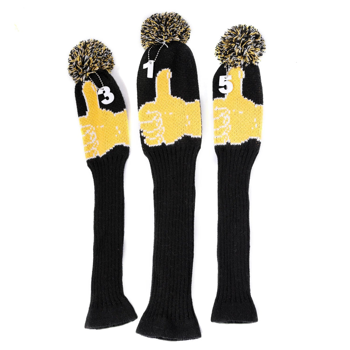 Vintage Vibe Golf Club Headcovers Set – 3pcs Knitted Pom Pom Sock Covers for Drivers and Fairway Woods - Supercart88 - HeadcoverBumblebee Buzz45134536966336