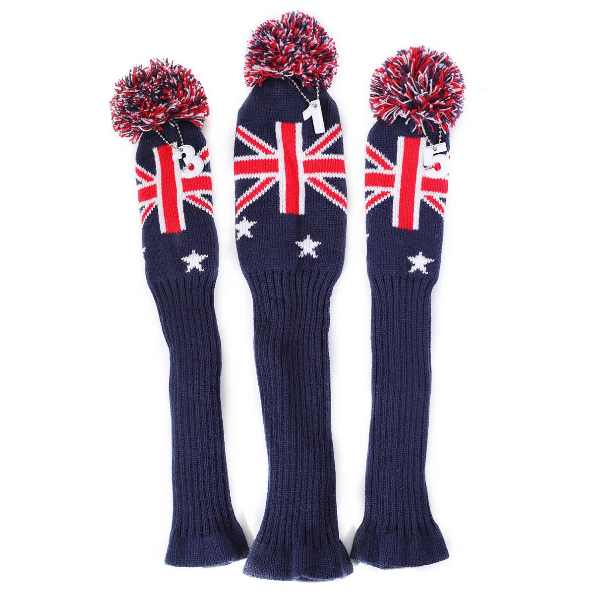 Vintage Vibe Golf Club Headcovers Set – 3pcs Knitted Pom Pom Sock Covers for Drivers and Fairway Woods - Supercart88 - HeadcoverUnion Jack Jamboree45134536802496